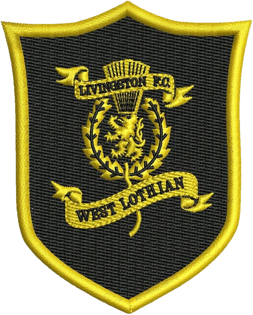 Stickdatei Livingston FC Wappen in Schwarz und Gold Stickdatei auf Stoff gestickt