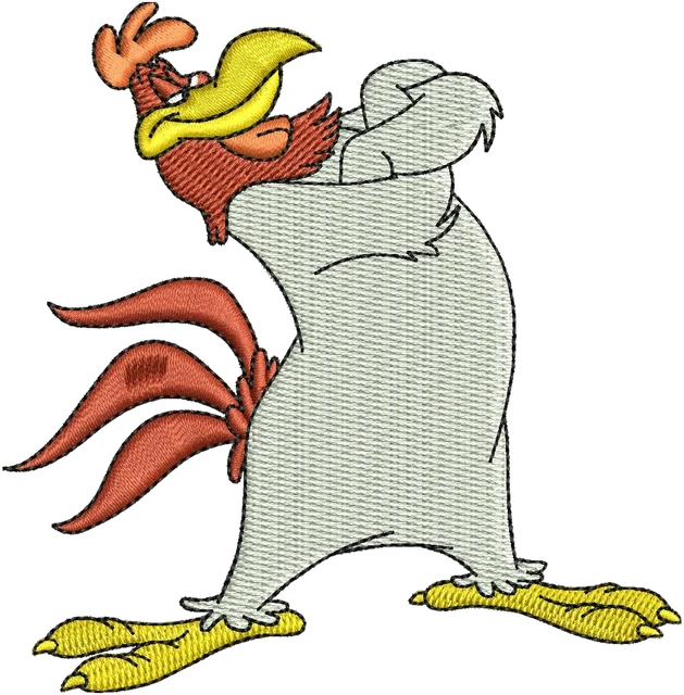 Looney Tunes Foghorn Leghorn Leaning Back embroidery design shown stitched on fabric