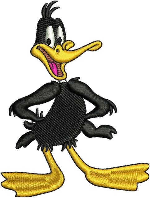 Looney Tunes Daffy Duck 2 Embroidery Design embroidery design shown stitched on fabric