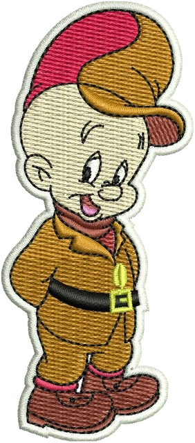 Ricamo Elmer Fudd di Looney Tunes in piedi su tessuto