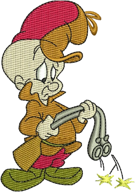 Ricamo Elmer Fudd di Looney Tunes 5 su tessuto
