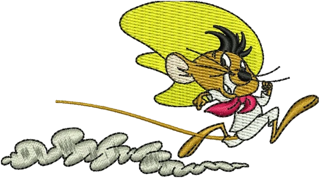 Stickdatei Looney Tunes Speedy Gonzales Stickdatei auf Stoff gestickt