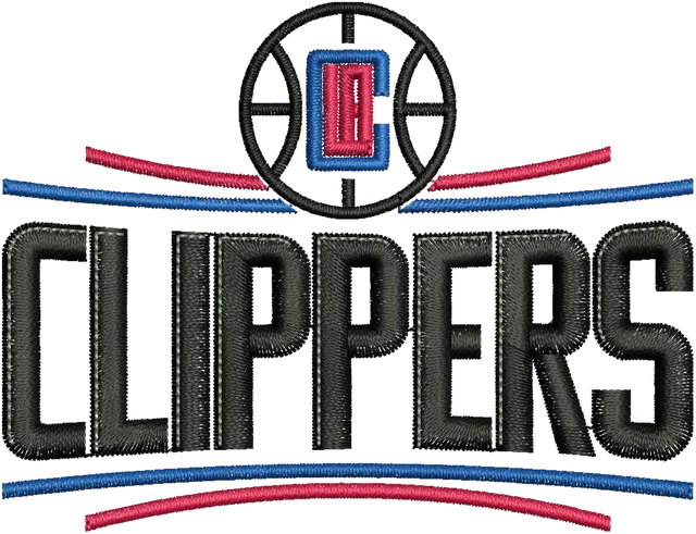 LA Clippers Basketball Wordmark Logo embroidery design shown stitched on fabric