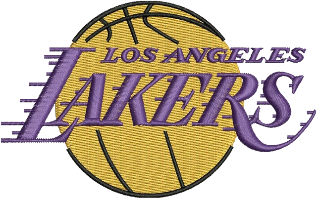 Los Angeles Lakers Logo Embroidery Design embroidery design shown stitched on fabric