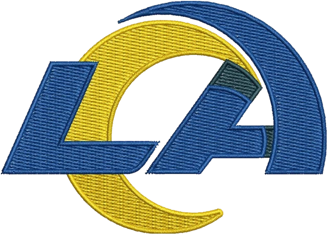Stickdatei Los Angeles Rams Logo Stickdatei auf Stoff gestickt