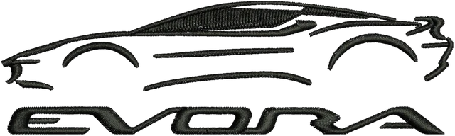 Ricamo Disegno da ricamo Lotus Evora silhouette laterale su tessuto