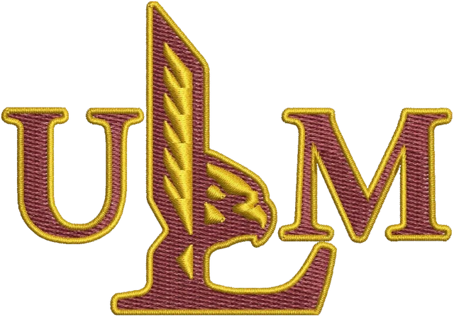Motif de broderie Logo de l'équipe de football américain Louisiana Monroe Warhawks brodé sur tissu