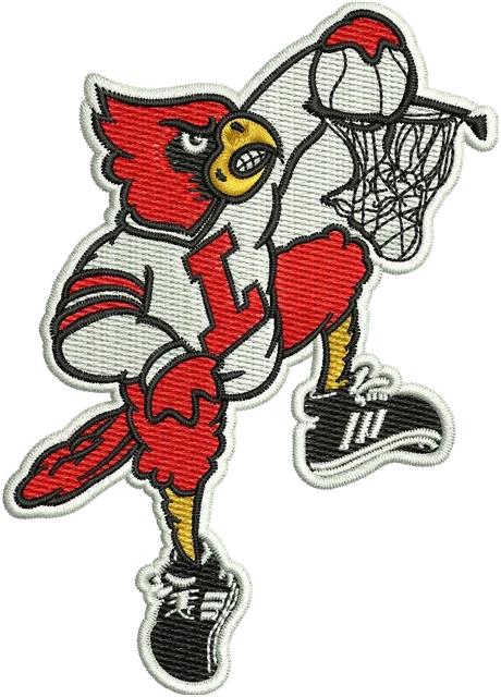 Stickdatei Louisville Cardinals Basketball-Maskottchen Stickdatei auf Stoff gestickt
