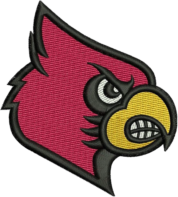 Stickdatei Louisville Cardinals Logo 3 Stickdatei auf Stoff gestickt