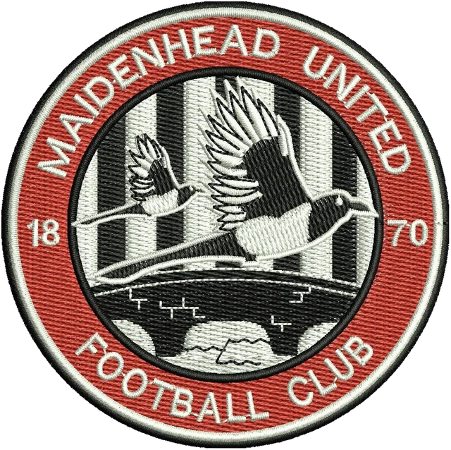 Stickdatei Maidenhead United rundes Elstern-Wappen Stickdatei auf Stoff gestickt