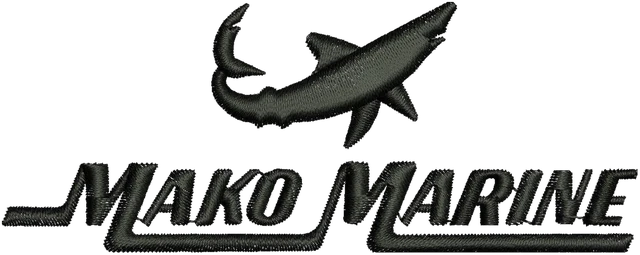 Mako Boats Logo 3 Embroidery Design embroidery design shown stitched on fabric