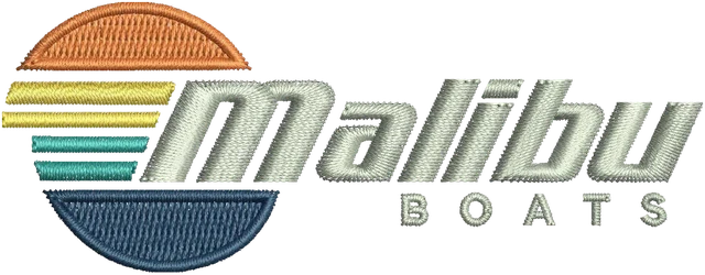 Motif de broderie Malibu Boats logo brodé sur tissu