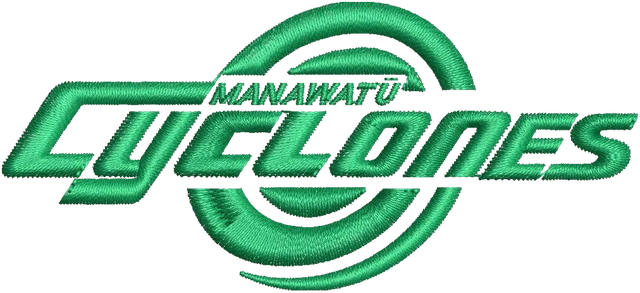 Stickdatei Manawatu Cyclones grünes Rugbylogo Stickdatei auf Stoff gestickt