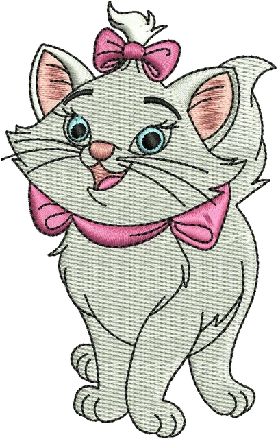 Diseño de bordado Marie, la gatita blanca de Aristocats 3 sobre tela