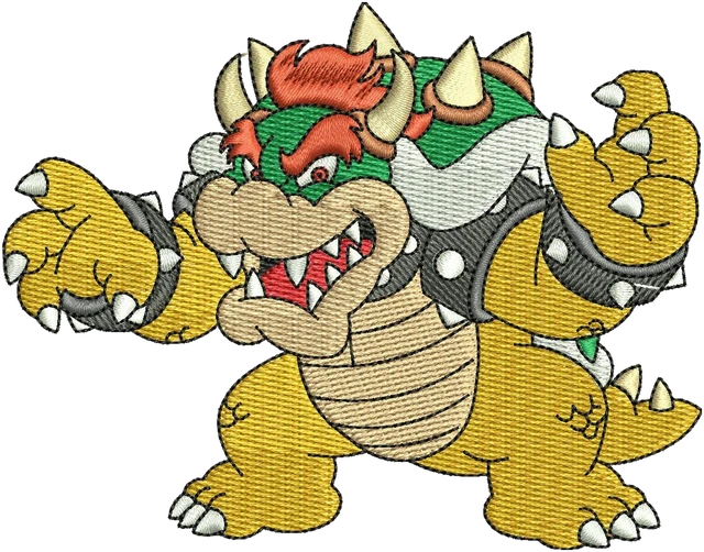 Ricamo Bowser personaggio di Mario 2 su tessuto