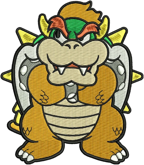 Mario Character Bowser 4 Embroidery Design embroidery design shown stitched on fabric
