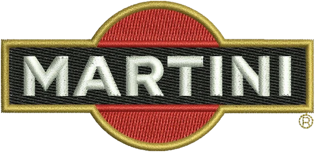 Martini Global Logo Embroidery Design embroidery design shown stitched on fabric