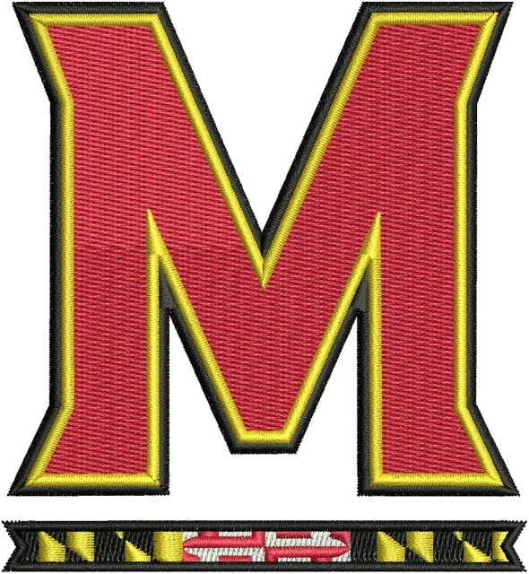 Maryland Terrapins New Primary Logo Embroidery Design embroidery design shown stitched on fabric