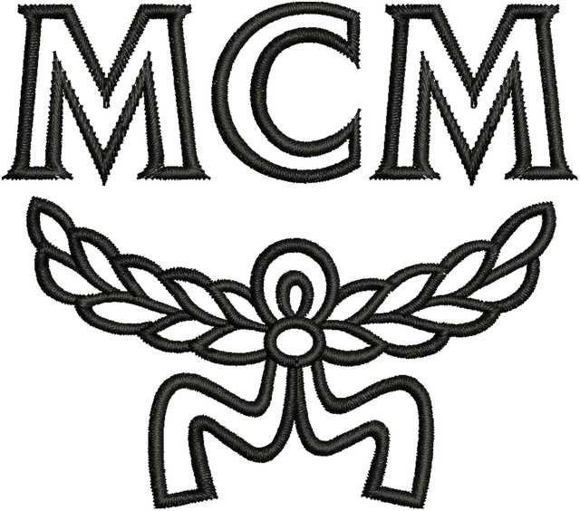 Diseño de bordado MCM Worldwide logotipo sobre tela
