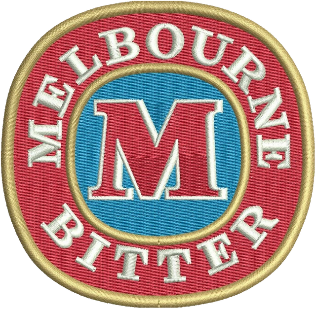 Motif de broderie Logo rond Melbourne Bitter brodé sur tissu