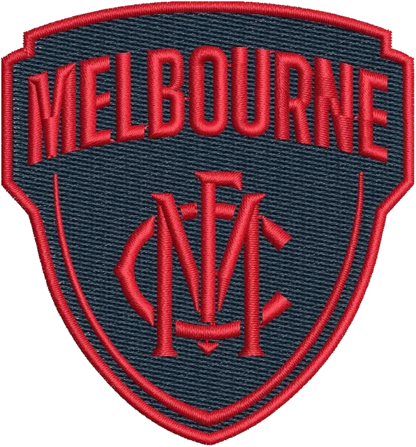 Stickdatei Melbourne Football Club Logo Stickdatei auf Stoff gestickt