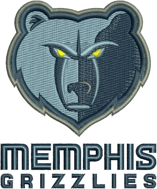 Memphis Grizzlies Bear Logo embroidery design shown stitched on fabric