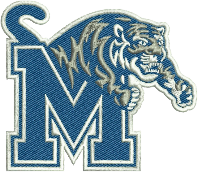Diseño de bordado Logotipo del equipo de fútbol americano Memphis Tigers sobre tela