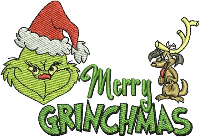 Merry Grinchmas Embroidery Design embroidery design shown stitched on fabric