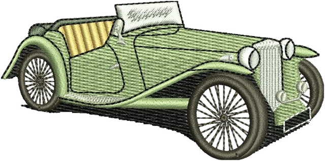 Motif de broderie Voiture MG TC brodé sur tissu
