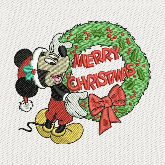 Mickey Mouse Christmas Wreath Embroidery Design