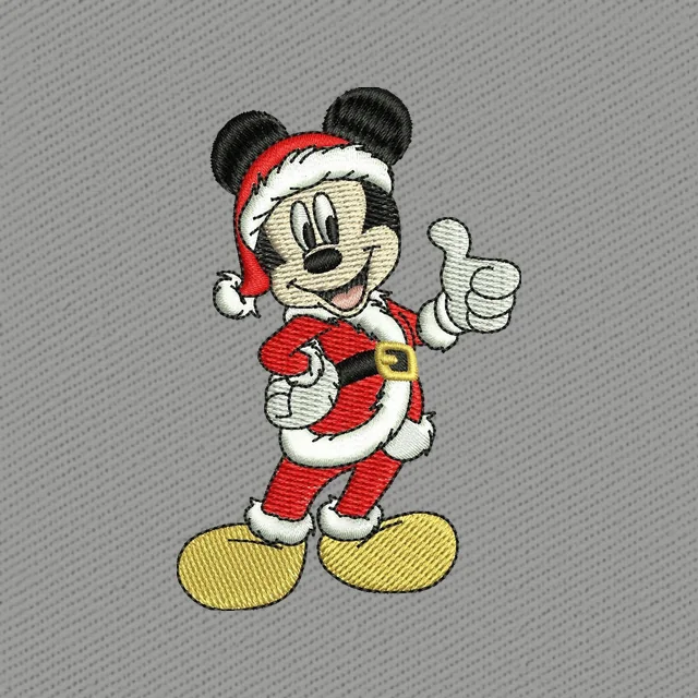 Mickey Mouse Santa Claus Suit for Christmas Embroidery Design