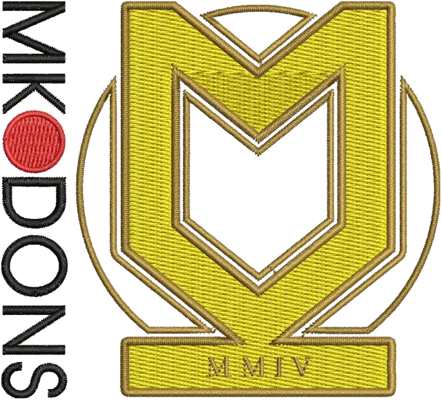 Milton Keynes Dons Football Club Logo Embroidery Design embroidery design shown stitched on fabric