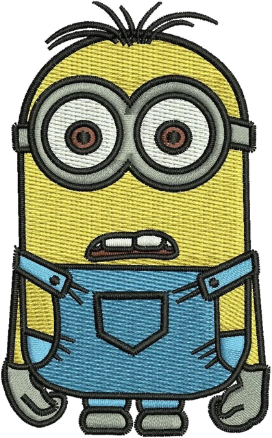 Diseño de bordado Minion de dibujos animados sobre tela