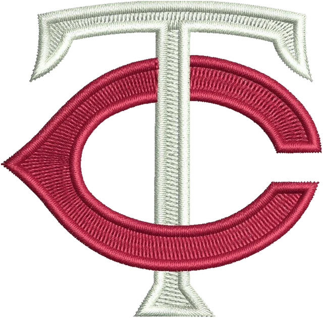 Minnesota Twins Logo 2 Embroidery Design embroidery design shown stitched on fabric