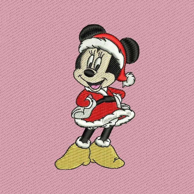 Minnie Mouse Santa Claus Suit for Christmas Embroidery Design