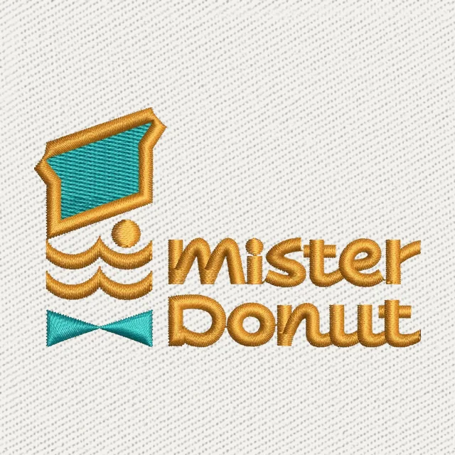 Mister Donut Turquoise Hat Logo Embroidery Design