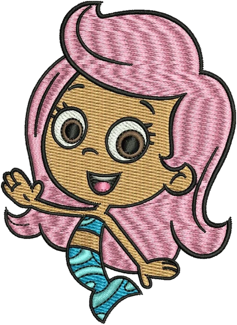 Stickdatei Molly aus Bubble Guppies auf Stoff gestickt