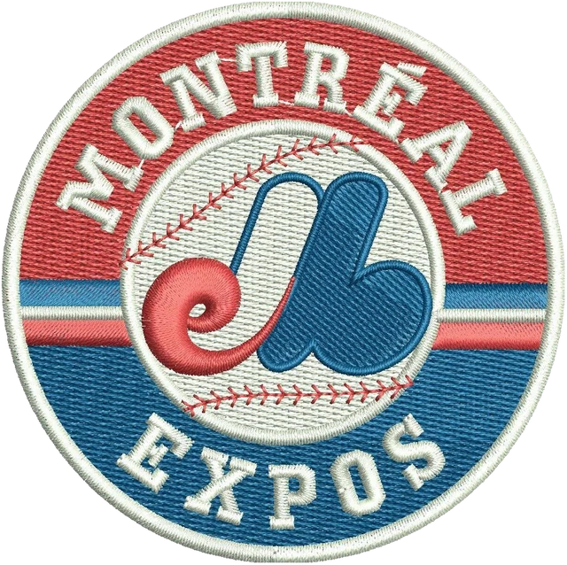 Montreal Expos Logo 3 Embroidery Design embroidery design shown stitched on fabric