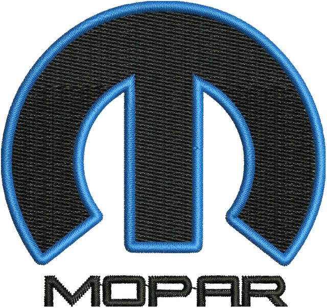 Stickdatei Mopar Logo 5 Stickdatei auf Stoff gestickt