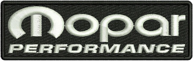 Motif de broderie Motif de broderie Mopar Performance logo noir et argent brodé sur tissu