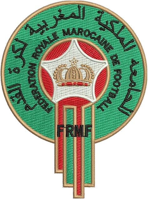 Stickdatei Royal Moroccan Football Federation Wappen auf Stoff gestickt