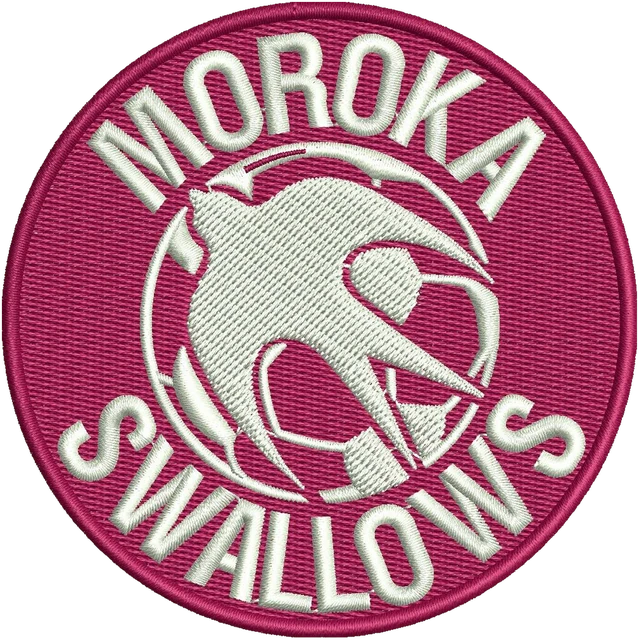 Diseño de bordado Diseño de bordado Moroka Swallows logo redondo de fútbol sobre tela