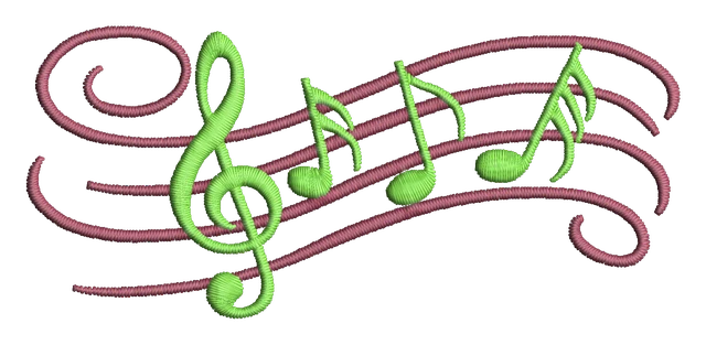 Motif de broderie Notes de musique brodé sur tissu
