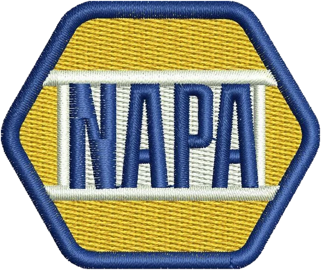 Napa Auto Parts Logo 3 Embroidery Design embroidery design shown stitched on fabric