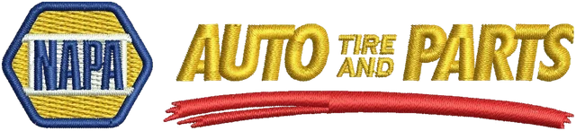 NAPA Auto Tire and Parts Logo embroidery design shown stitched on fabric