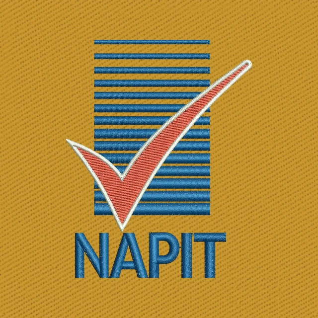 NAPIT Blue Stripe and Red Tick Logo Embroidery Design