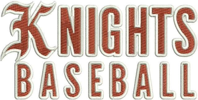 Nashville Knights Baseball Logo Embroidery Design embroidery design shown stitched on fabric