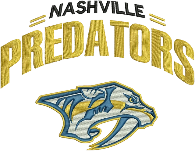 Stickdatei Nashville Predators New Logo Stickdatei auf Stoff gestickt