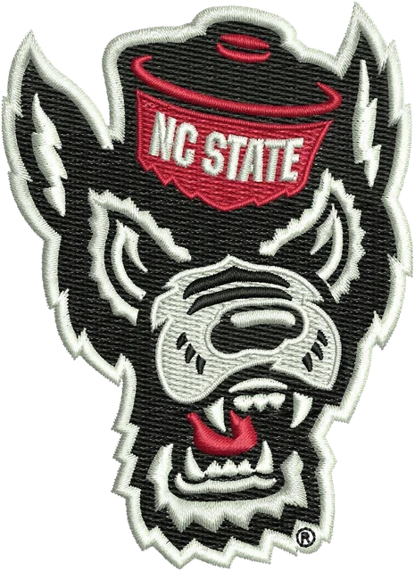 Stickdatei NC State Wolfpack Football Team Logo Stickdatei auf Stoff gestickt