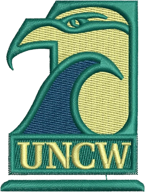 UNCW Seahawks Eagle Monogram embroidery design shown stitched on fabric